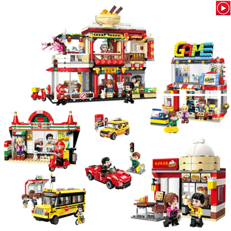 Legoed CITY Lepins Technic Colorful City house TOYs Building Blocks Bricks shop LegoINGLY Toy car bus Model kits Christmas gift