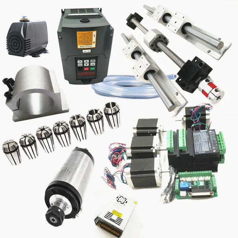 

6 sets SBR16 Linear guide rail sets + 4 x SFU1605 450/1250/2400/2400mm Ballscrew sets +BKBF12+2.2KW spindle+Stepper motor+driver
