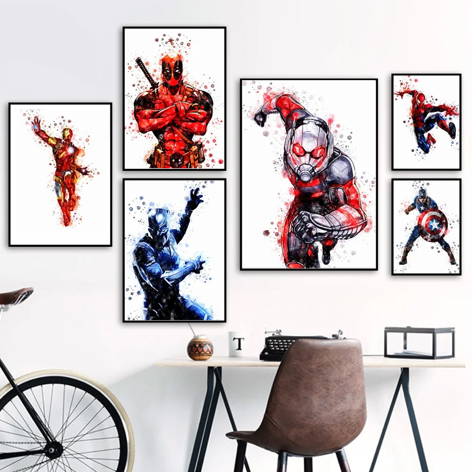 

Ant Man Dead Pool Iron Man Captain America Superhero Nordic Posters And Prints Wall Art Canvas Painting Wall Picture Kids Room