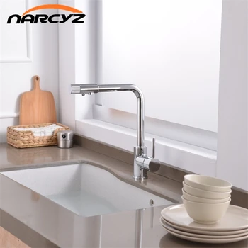 

Narcyz Drinking Water Filter Faucet Deck Mounted Mixer Valve Chrome Single Hole Purifier 3 Way Water Kitchen Faucet Mixer XT-32