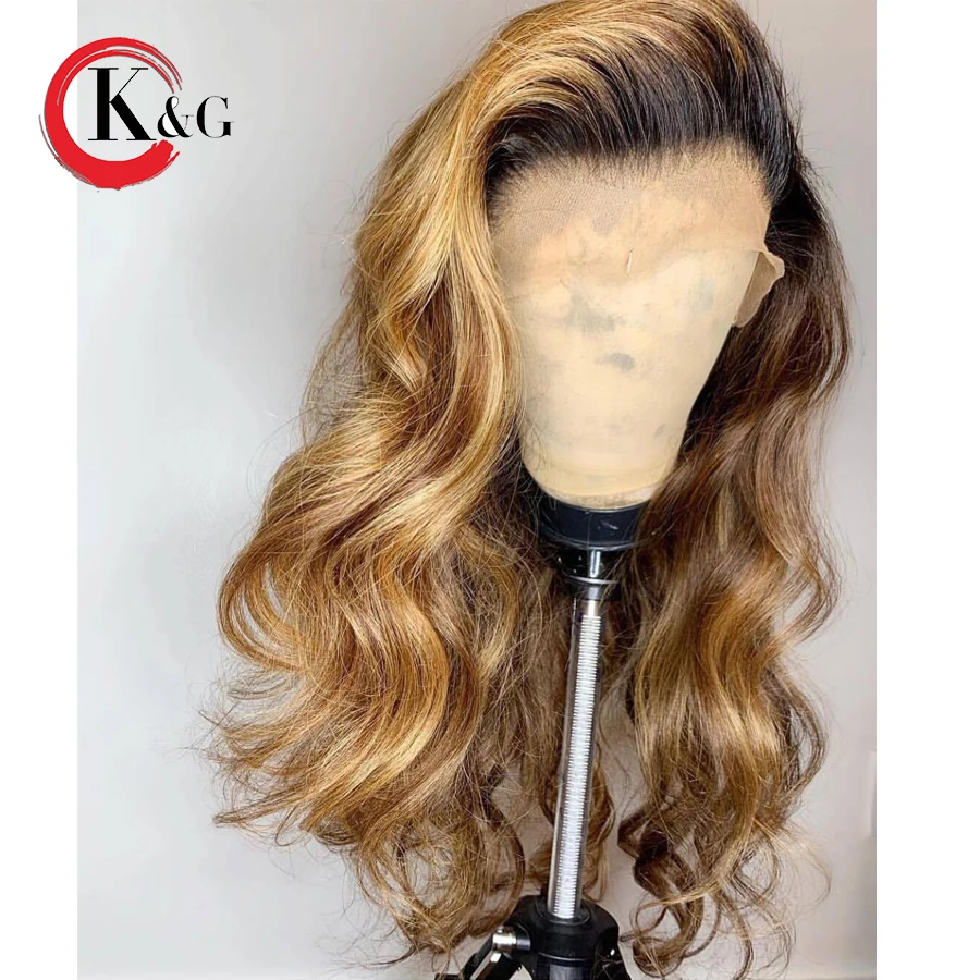 Парики из натуральных волос с волнистыми кружевами для женщин 1B/27 цветов бразильский парик из натуральных волос предварительно сорванный для женщин
