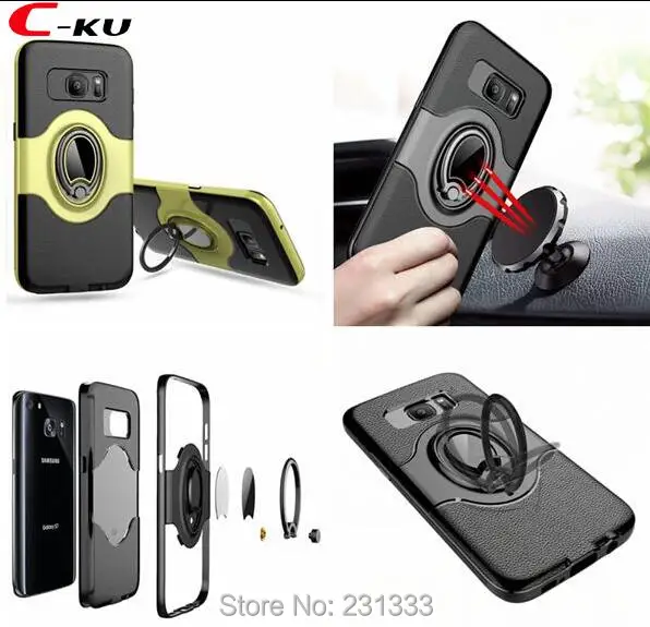 

C-ku Magnetic Suction Car Mount Soft TPU PC Case For Samsung Galaxy S9 S7 EDGE S8 PLUS NOTE 8 J3 J5 J7 2017 Ring Stand Skin 1pcs