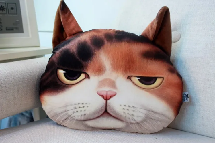 35x36 см, 3D подушка с милой головой кошки, креативный мультяшный диван, Офисная Подушка для сна, моющаяся Подушка, подушки для автомобильного сиденья, домашний декор