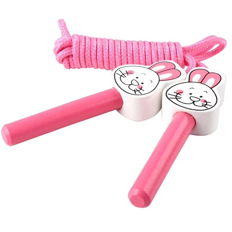Мультяшная Милая деревянная ручка прыгающая Скакалка для фитнеса, спортивное оборудование для занятий спортом, детские спортивные игрушки