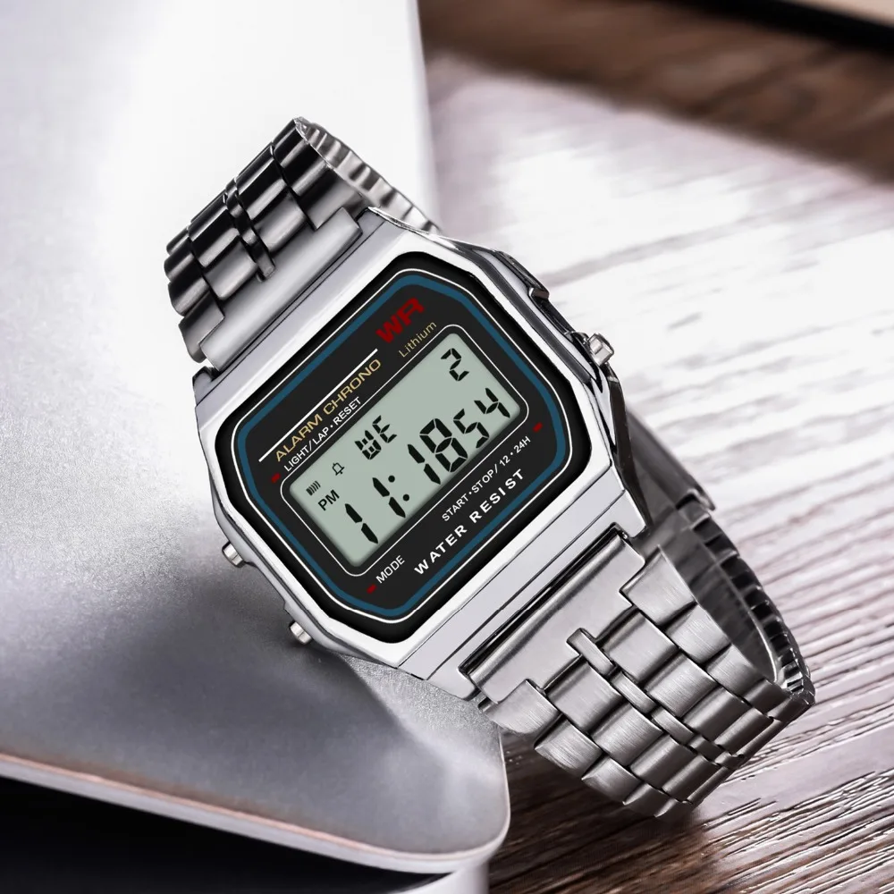 Relogio Masculino Топ бренд класса люкс светодиодный цифровые часы мужские электронные серебро Нержавеющая сталь спортивные военные наручные часы Мужские часы