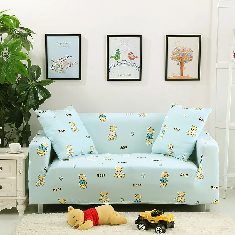 Cheap covers for Furniture stretch universal elastic sofa cover 100 polyester multi size light blue anti