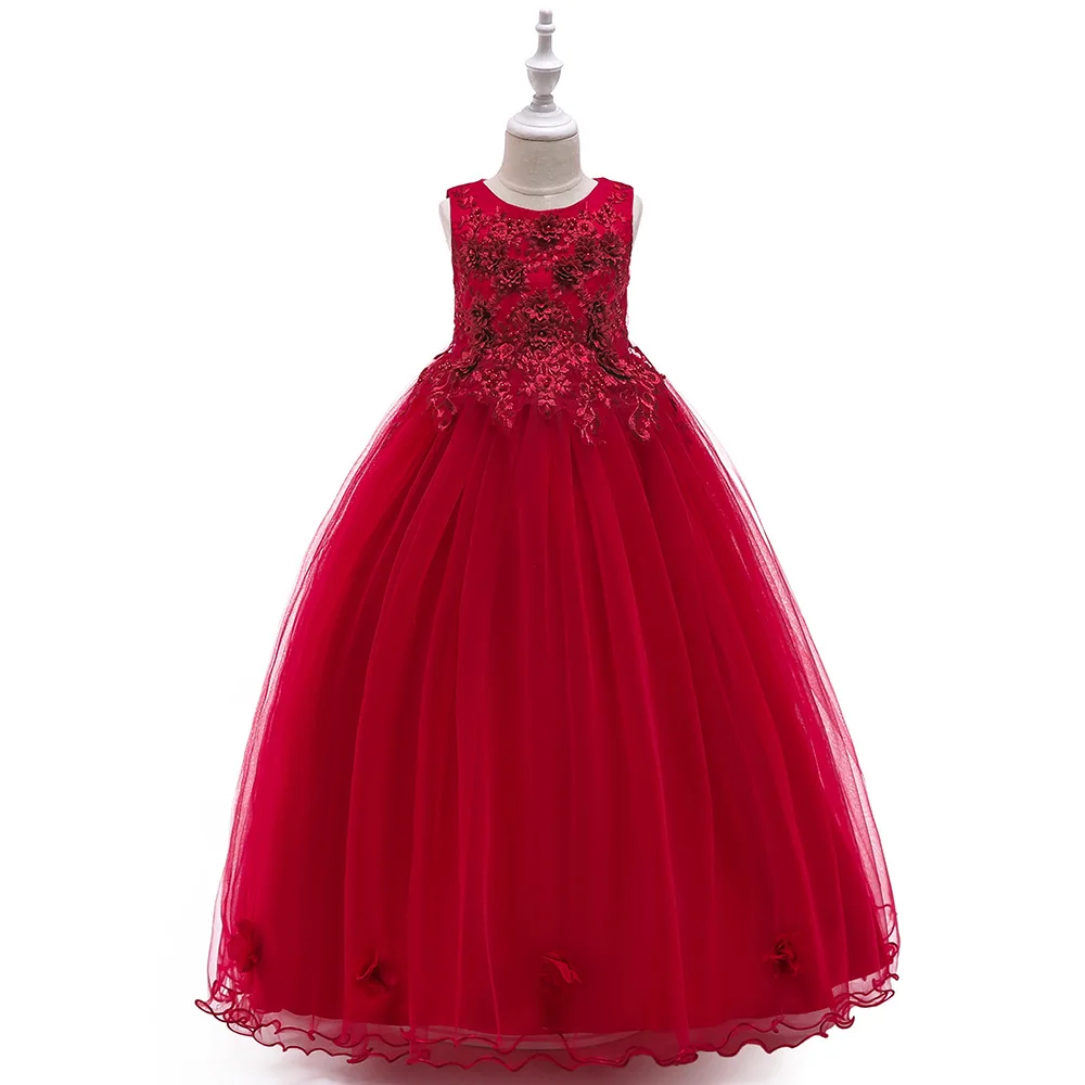 Summer 2019 Girl Party Dress Ankle-Length Floral Kids Dresses for Girls Wedding Costume Sleeveless Ball Gown Kids Dress Vestido Summer 2019 Girl Party Dress Ankle-Length Floral Kids Dresses for Girls Wedding Costume Sleeveless Ball Gown Kids Dress Vestido