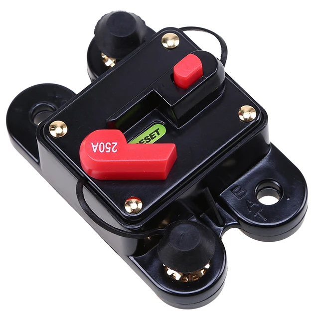 250A Black Car Audio Inline Circuit Breaker Fuse For System Protection