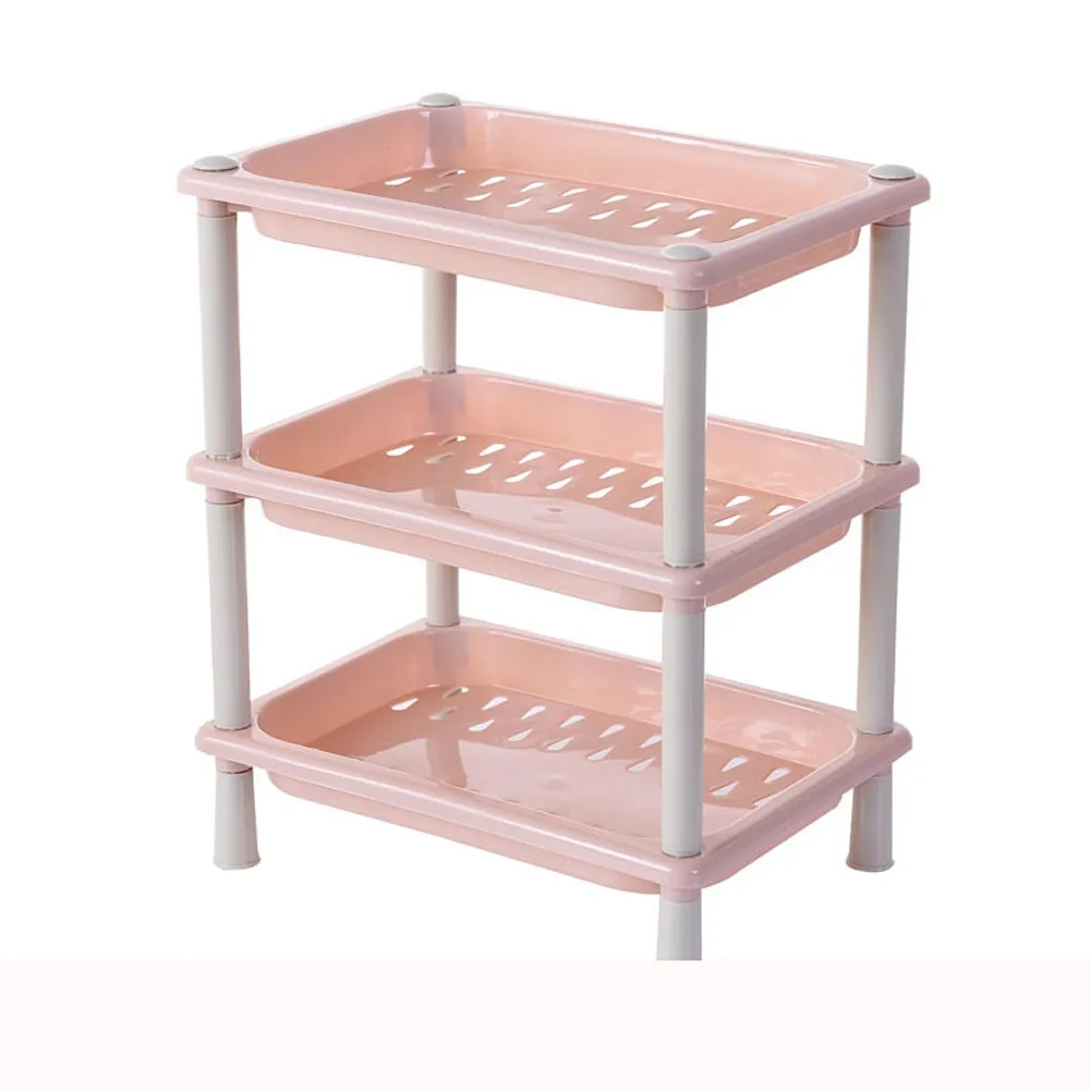 3 яруса кружевных Пластик угловой органайзер для хранения в ванной, на кухне держатель практичное полезные Организатор сэкономить пространство 18x26x32 см - Цвет: Pink