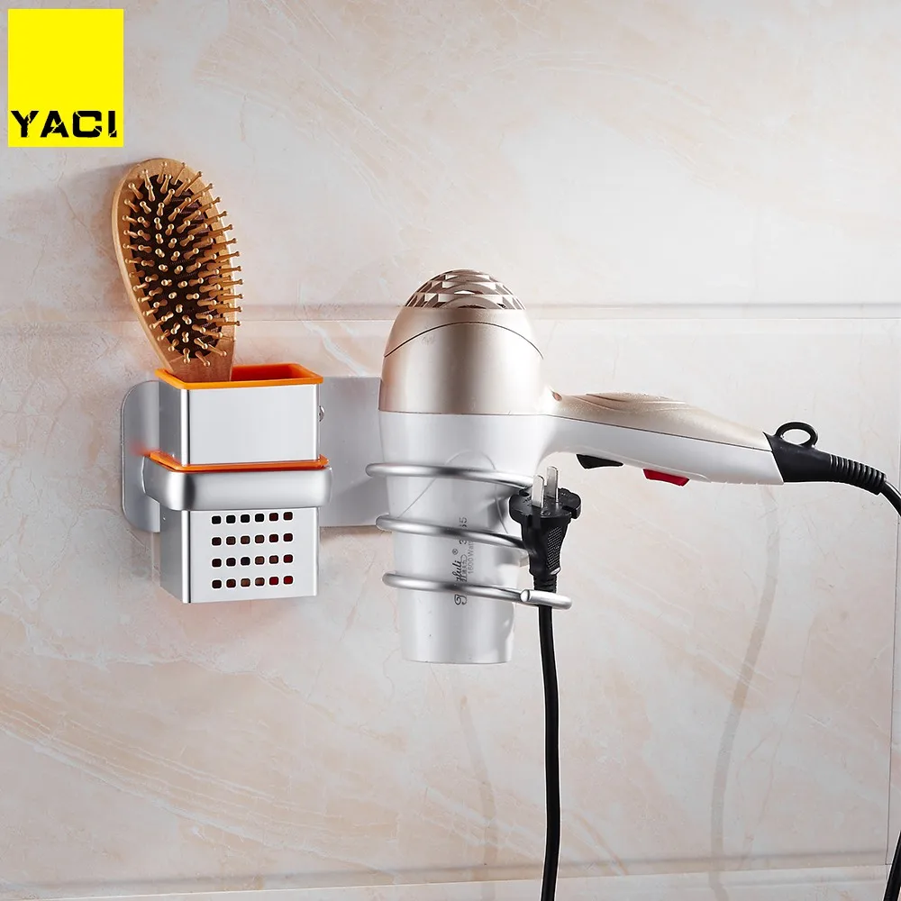 

Bathroom Wall Shelf Wall-mounted Hair Dryer Rack Storage Organizer Hairdryer Spiral Support Holder aluminum Storage Racks