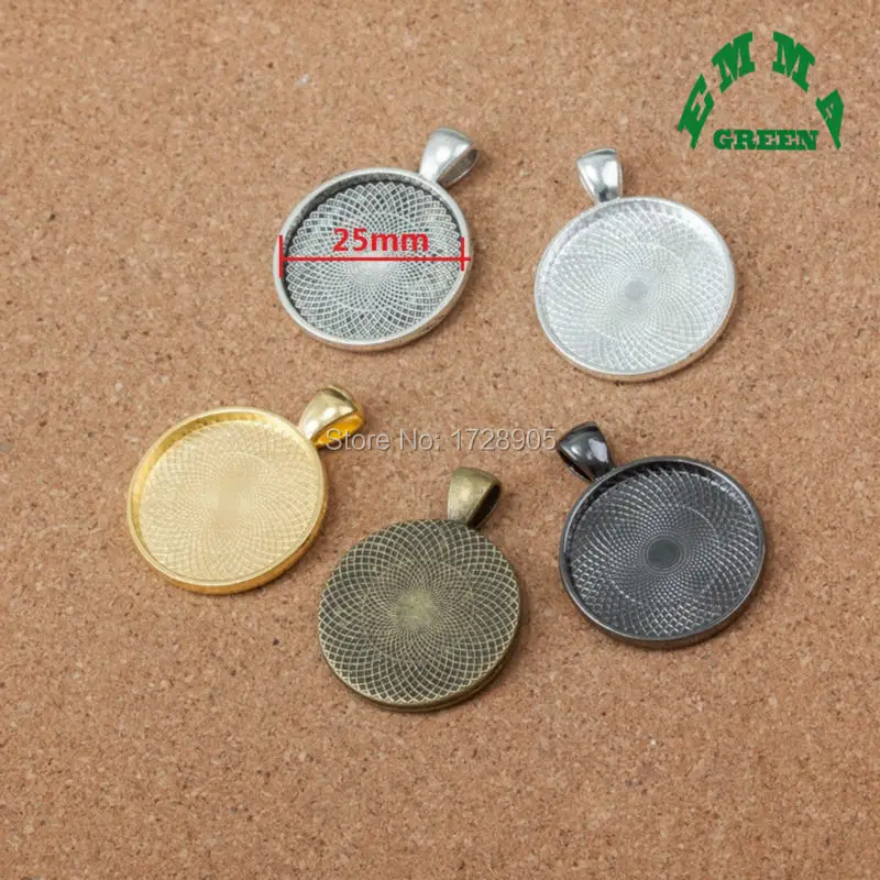 

Classical 10pcs Bronze Silver Gold Tone Fit 25mm Round Cabochon Cameo Base Trays Pendant Blank Base Tray Bezel Setting