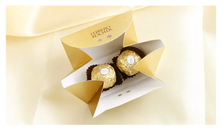 Золотая бумажная коробка для конфет Ferrero Rocher, свадебные подарочные коробки, рождественские сумки для конфет, свадебные украшения, вечерние принадлежности