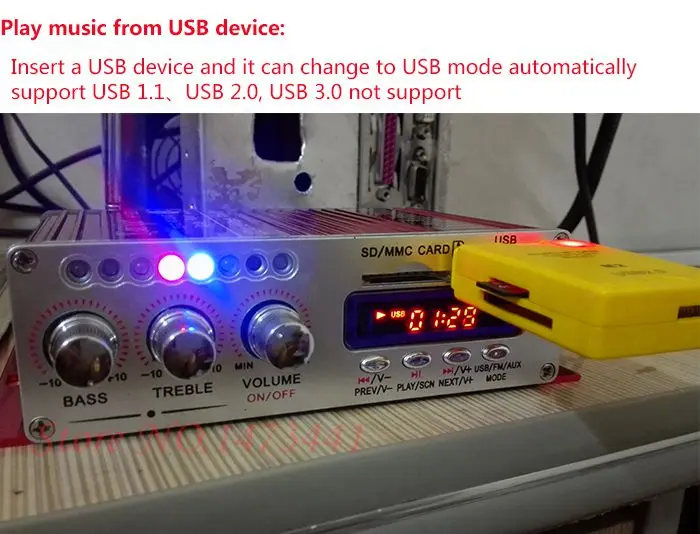 Kentiger HY 502S DC 12V Mini Bluetooth Amplifiers Headphone Amp SD USB Play FM Radio With Remote Control For Home Car Dac