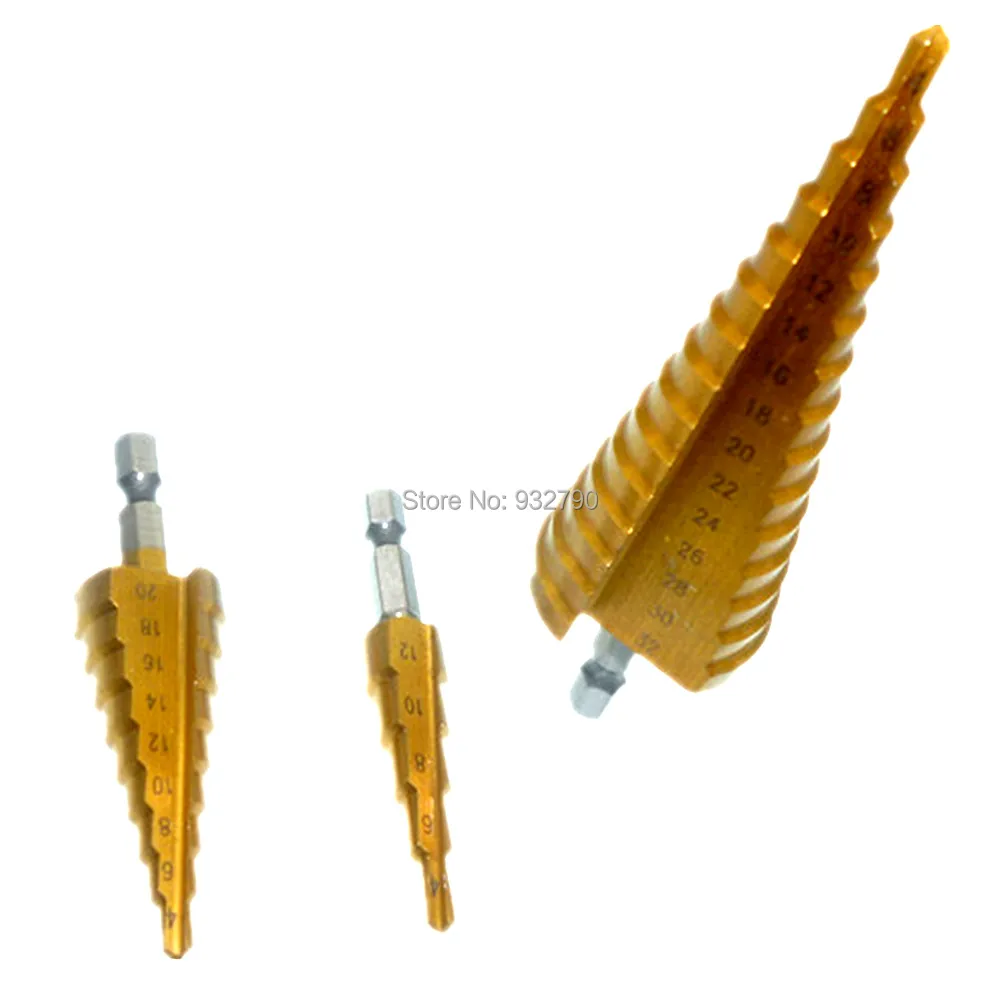 Hss Steel Step Cone Drill Bit Hex Shank Wood Metal Hole