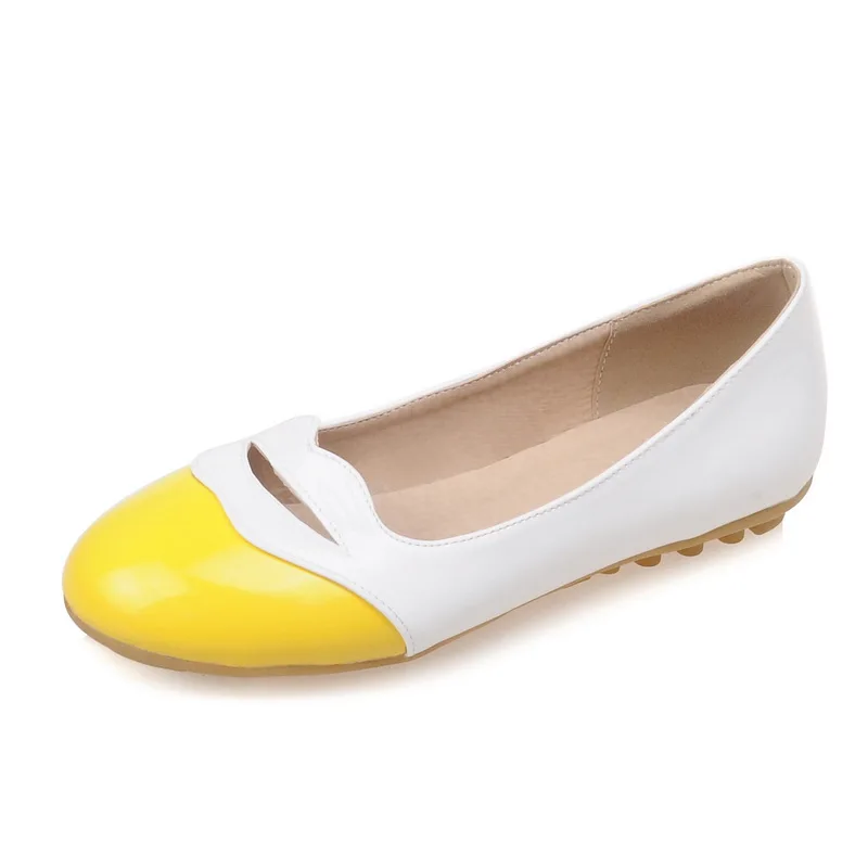 

2016 spring mixed colors Women Shoes cut-outs round toe Coat of paint Casual Solid style women flats shoes big size 34-40 T036