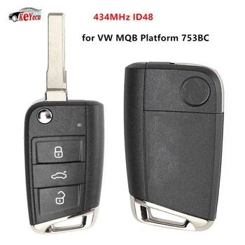 

KEYECU Replacement Flip Remote Key Fob 3 Button for Volkswagen MQB Golf VII MK7, for Skoda Octavia A7 2017 P/N: 5G0 959 753 BC