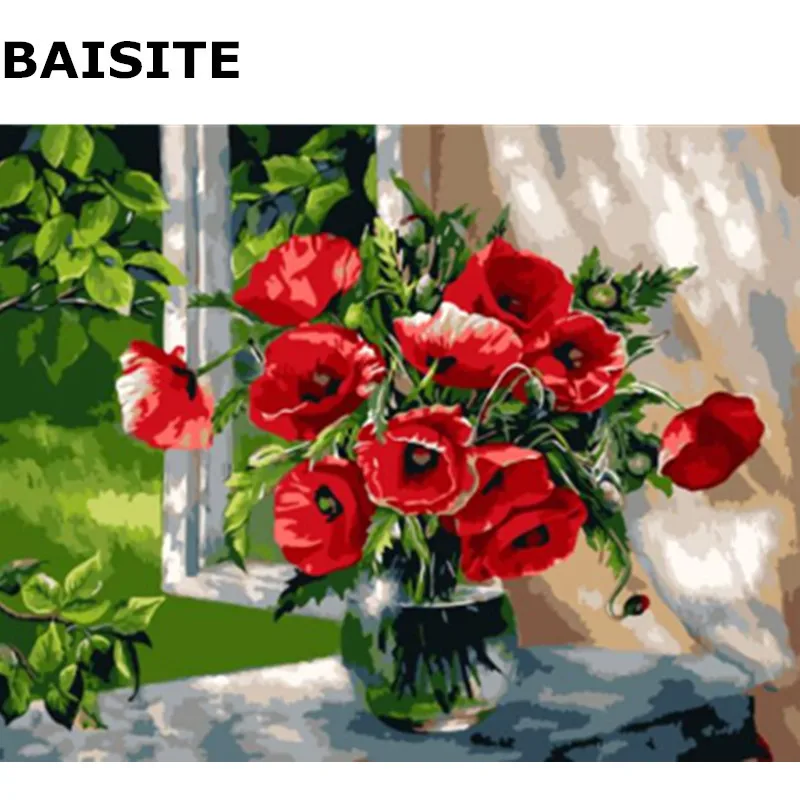Картина маслом по номерам BAISITE в рамке сделай сам ручная роспись настенная на