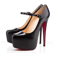 2017 hohe Qualität Frauen Shallow Dünne Fersen Pumps Slingpumps Reifen Sex Party Rot Grundiert Dame Plattform Schuhe SS1701007