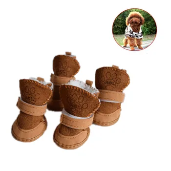 

4 Pcs/Set Puppy Cotton Blend Winter Snow Warm Walking Boots Cute Shoes Fancy Dress up Pet Dog #02