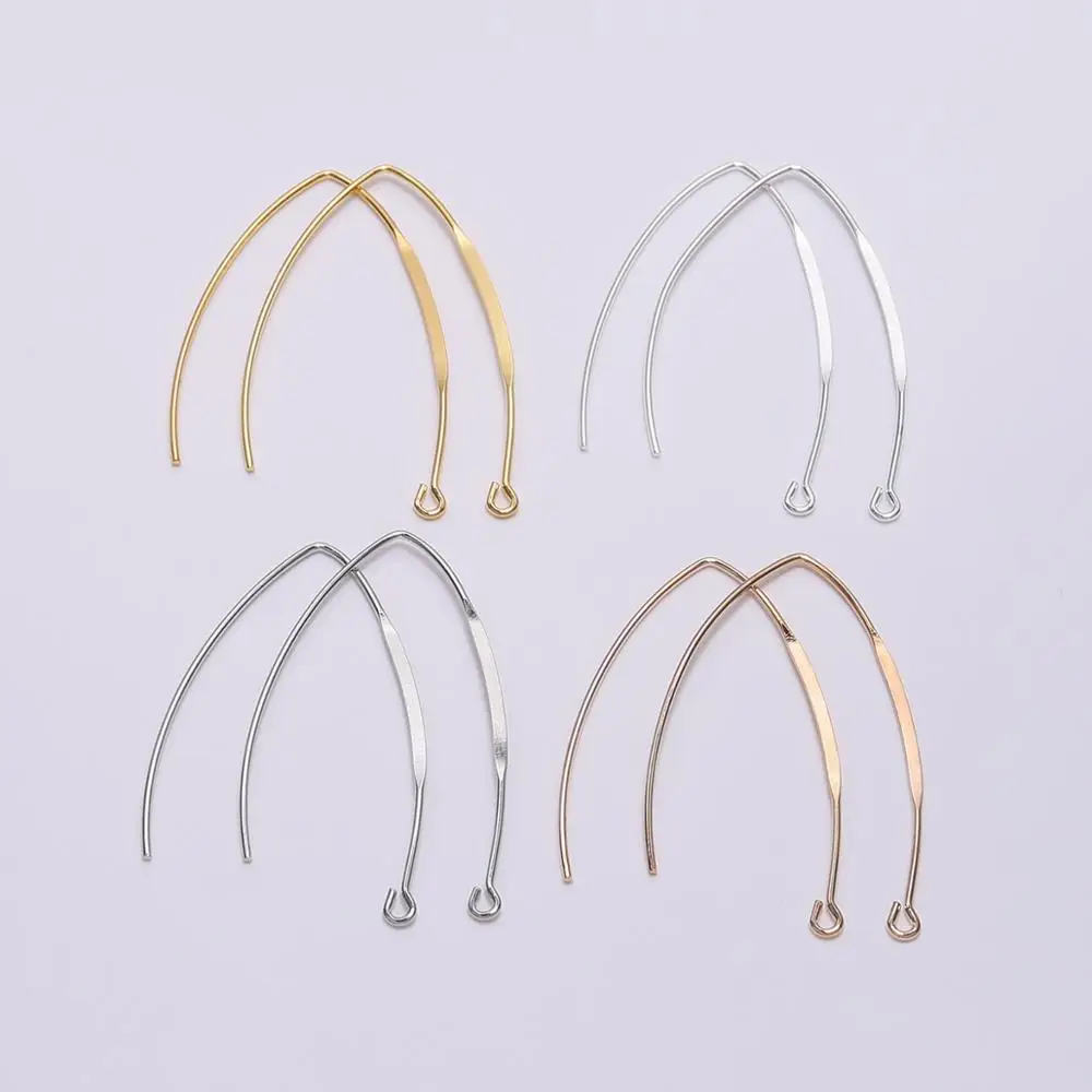

20pcs Gold Silver Rhodium Copper French V-shaped Earring Hooks Findings Ear Hook Wire Settings Base Settings For Jewelry Making