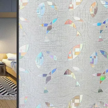 

Privacy Window Film Stained Glass sticker Static Cling Frosted Vinyl Window Films Decorative Color round Pattern Design 45*200cm