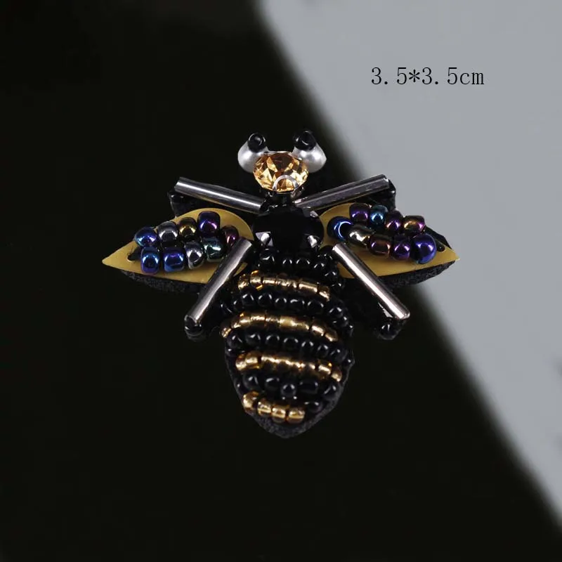Black and gold 5 шт. Бисер для дизайна ногтей блестки патч-палка насекомые Стрекоза паук вышивка-аппликация Одежда Украшение нашивки пчела - Цвет: Black and gold
