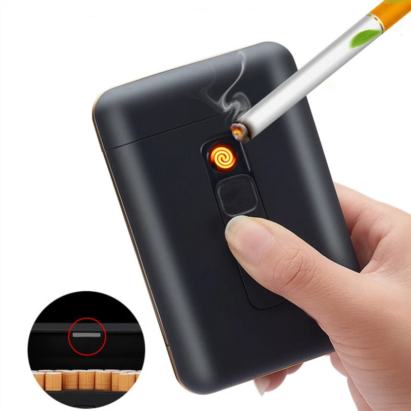 20 штук Ёмкость сигареты чехол с электронная USB Зажигалка для сигар держатель