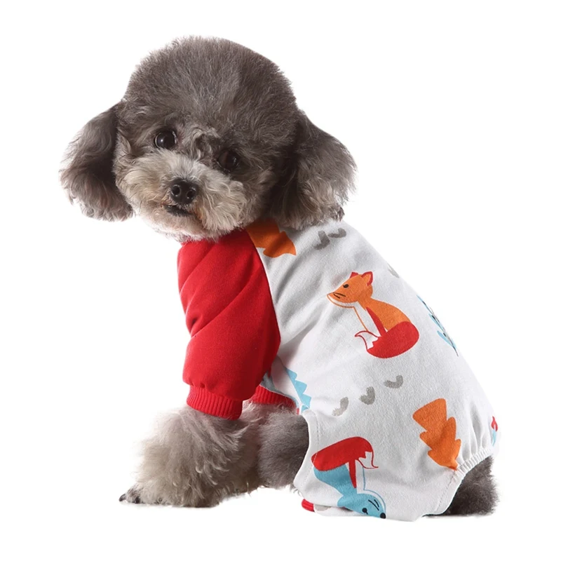 Милые маленькие собаки пижамы для домашних любимцев собак кошек одежда для щенков и собак комбинезон Чихуахуа померанских собак Печать