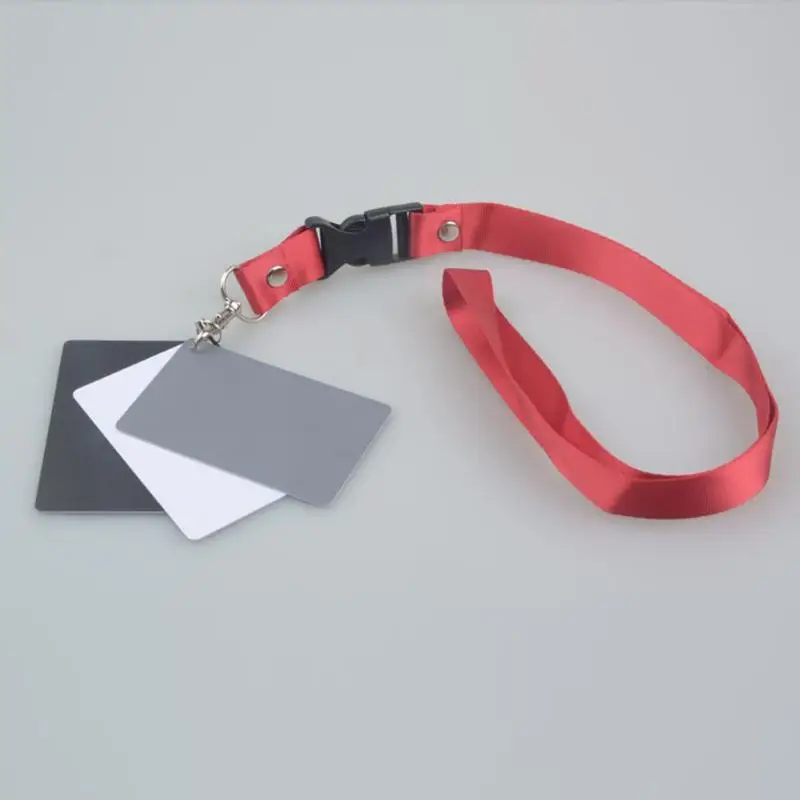 

3 in 1 White Black Grey Balance Cards 18 Degree Gray Card S Size with Neck Strap Photography Accessories for Digital Cameras