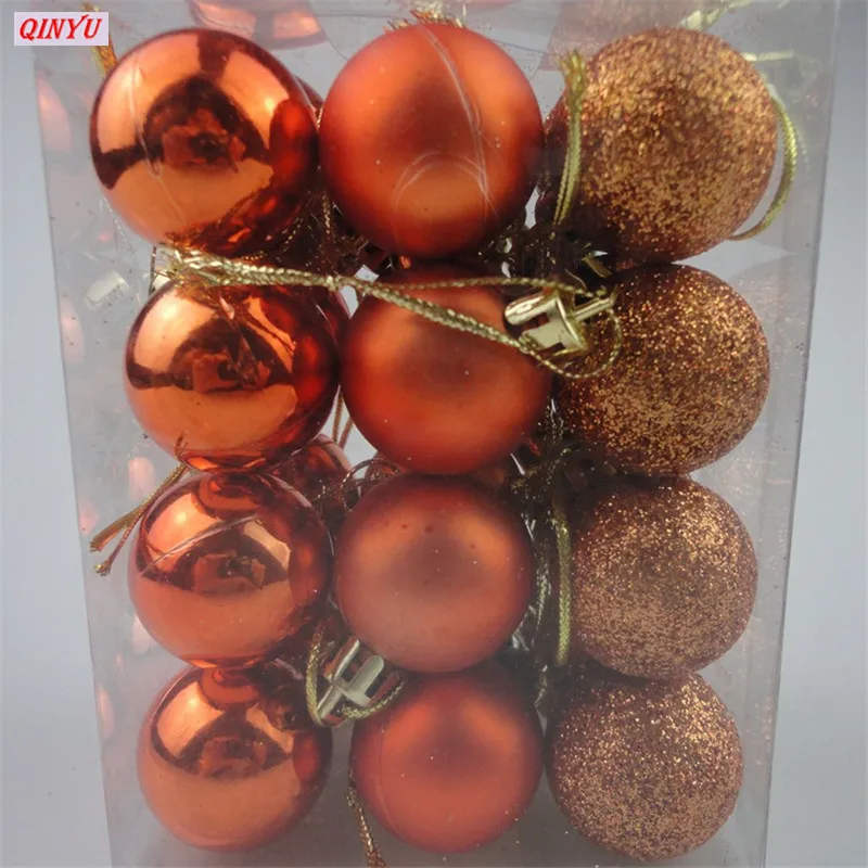 24 шт./партия 30 мм Красочные Kerstboom opkneoping Kerstballen вечерние Kerst Decoratie Benodigdheden Бал opkneoping Ballen5Z HH181 - Цвет: HH181-Orange