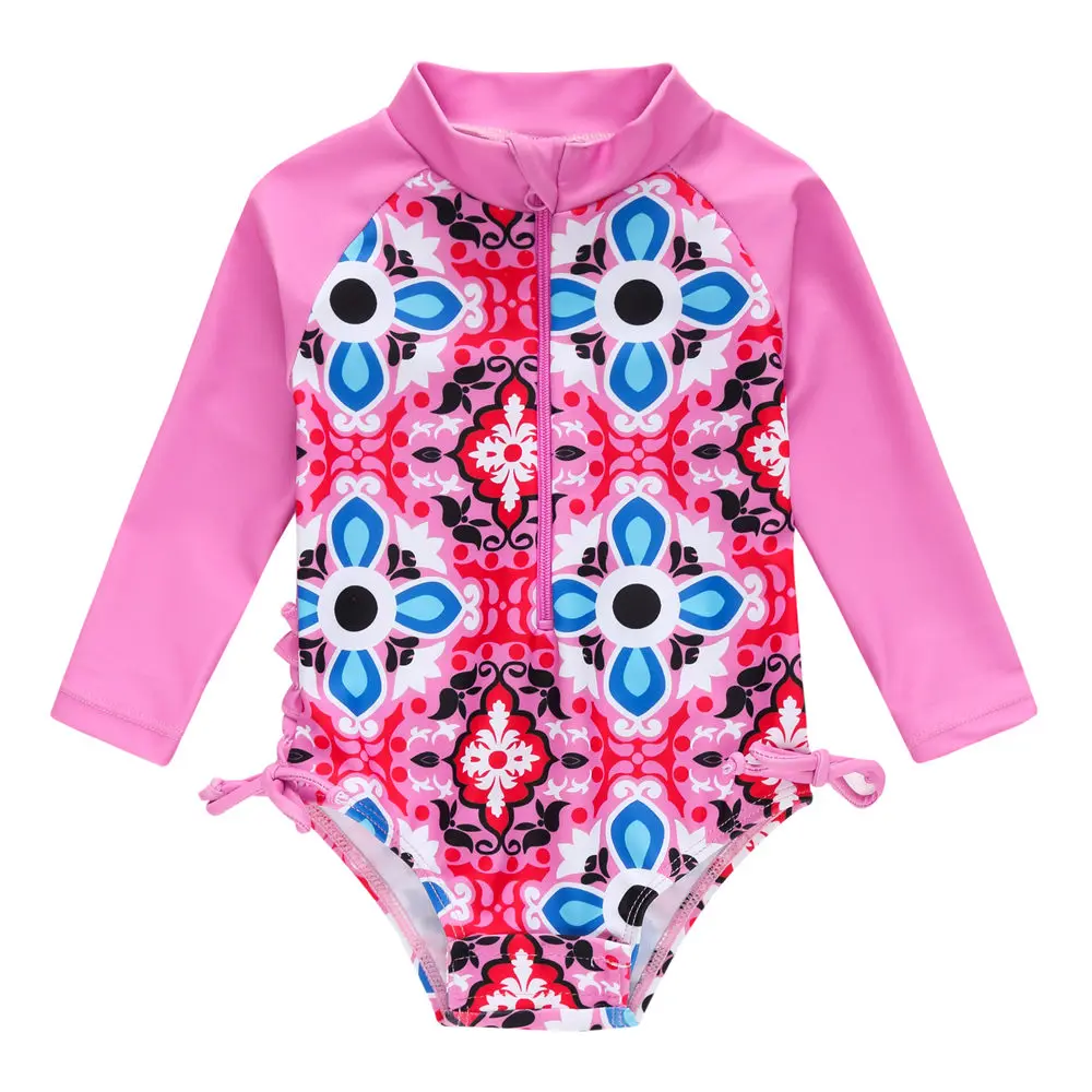 Kavkas Girls Swimwear Long Sleeve Swimsuit Infant 3M-24M Toddller Girls Ruffles Bathing Wear One Pieces Bath Swimwear