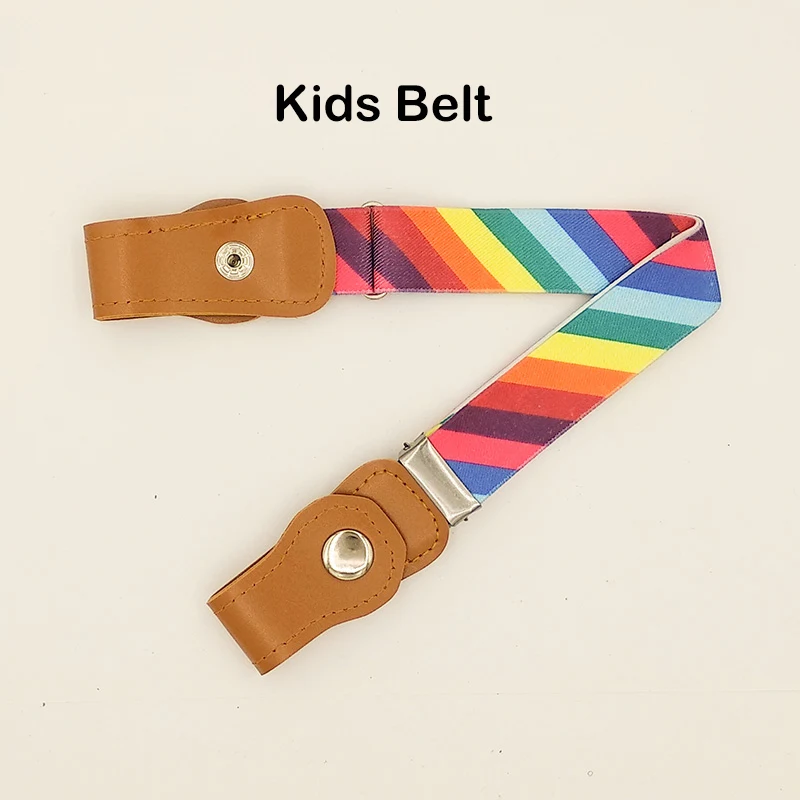 Kid-Rainbow Пояс без пряжки эластичный пряжка свободный женский плюс ремни без пряжки эластичный пояс для джинсов брюки платья - Цвет: Kid-Rainbow