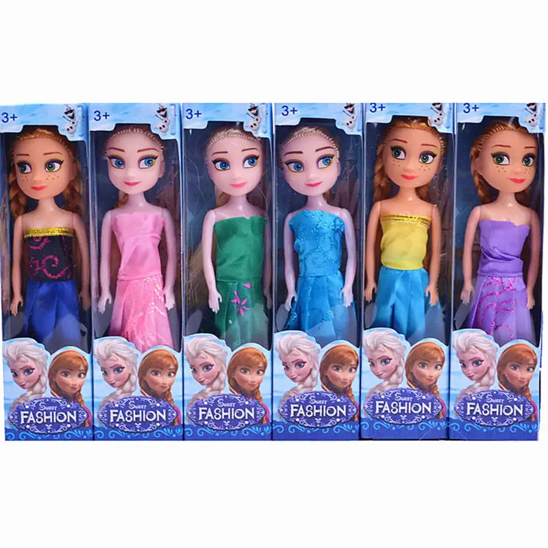 

6pcs/lot 17cm Disney Frozen boxed doll toy children's play house toy girl prize Anna and Elsa toys
