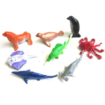 

8pcs Dolphin Turtle Crab Model Toys Marine Life Sea Animal Set Whale Shark Octopus Penguin Children Gift