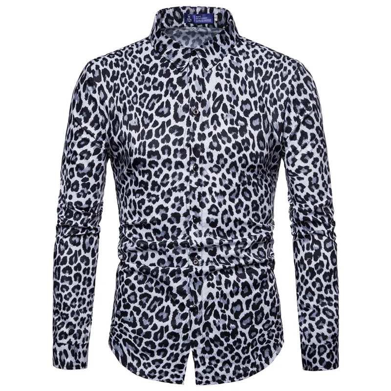 Men's shirts single breasted leopard man shirts regular loose fashion full big size men shirts cotton casual shirts