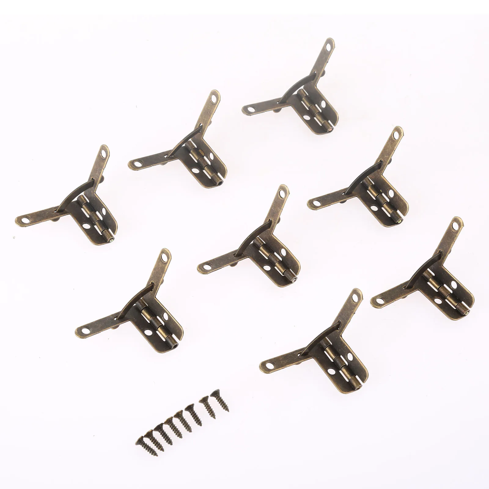 12Pcs Antique Bronze Furniture Hinges Jewelry Gift Case Wood Box Lid L 90 Degree Support Spring Hinge Hardware 28*22mm | Обустройство