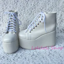 Обувь в стиле панк большая обувь специальная обувь под заказ толстой белый низ света высокой Обувь со шнуровкой пользовательские 1381s-1 на платформе