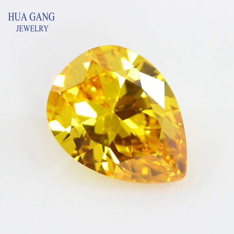 

2x3~18x25mm Pear Shape Cut 5A Golden Yellow CZ Stone Synthetic Gems Cubic Zirconia For Jewelry Wholesale Free Shipping