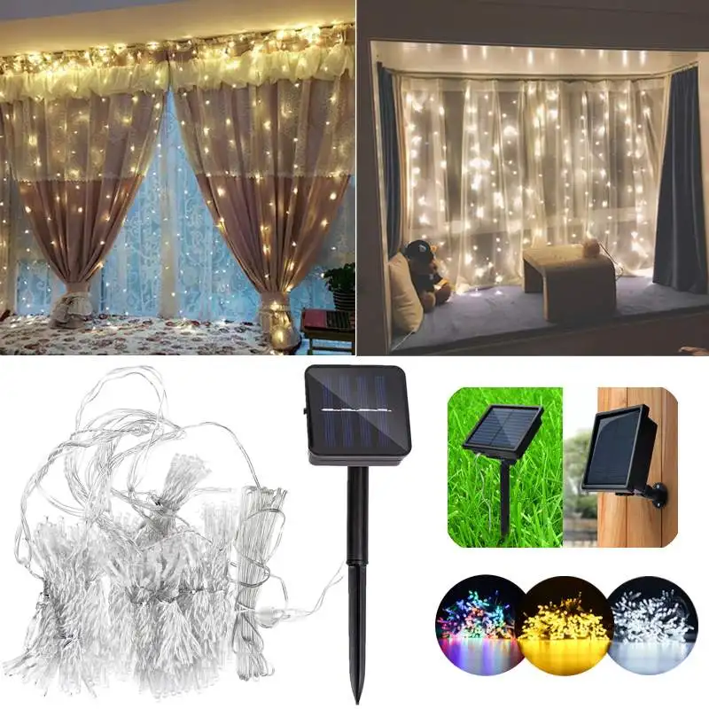 

LED Solar String Lights 30M 300LED Solar Fairy Strings 8 modes Curtain Light Indoor&Outdoor Home Garden Wedding Decor Lighting