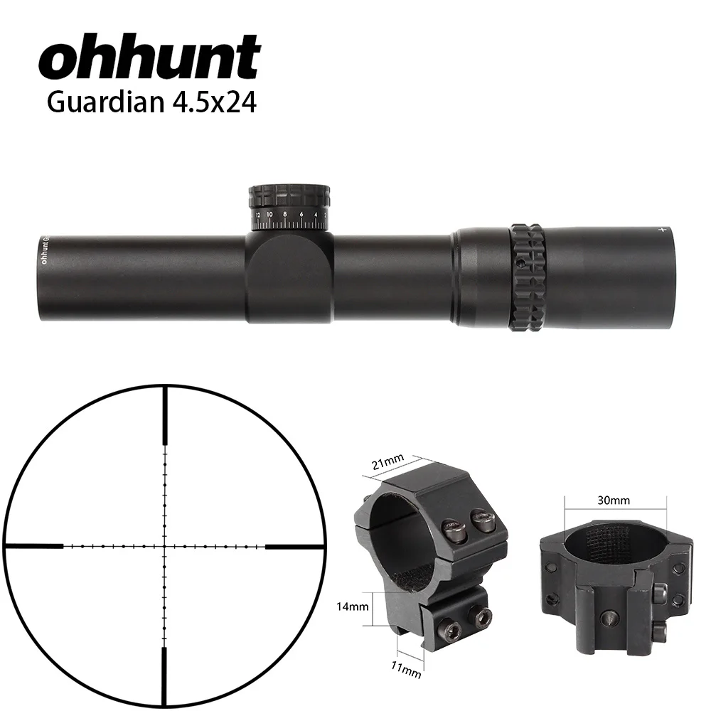 Охотничий оптический прицел ohhunt Guardian 4,5x24, 30 мм, тактический оптический прицел 1/2, полумиллиметровый точечный прицел - Цвет: with Dovetail Rings