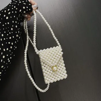 

Women Bag Retro Pearl Hand-Woven Straw Summer Travel Handle Shoulder bolsa masculina sac femme malas de senhora bolsa feminina