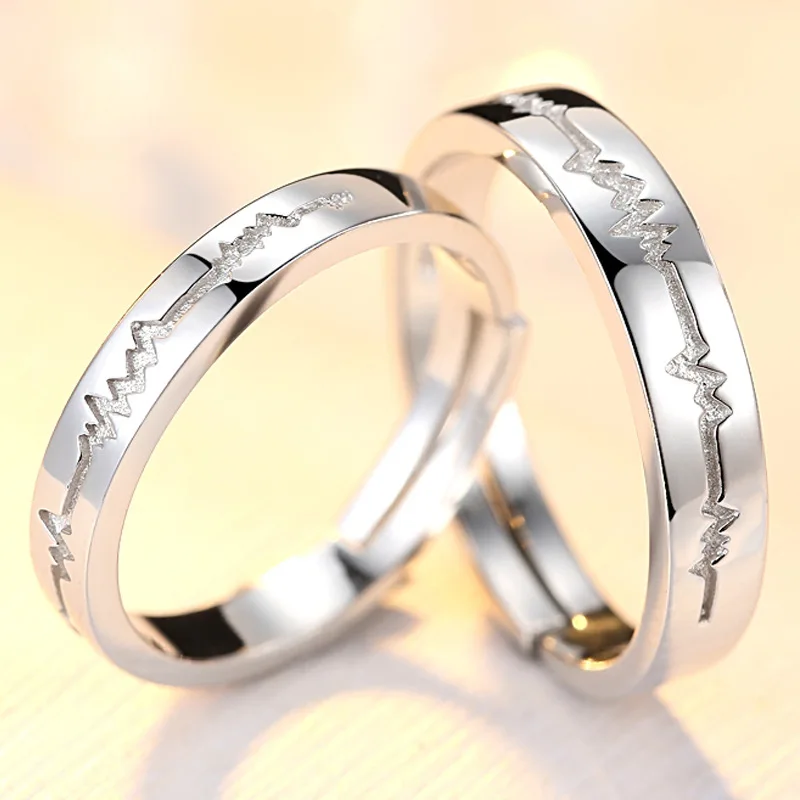 DOYUBO, дизайн, пара, 925 пробы, серебряные кольца с сердечно-волнистым узором, настоящие серебряные кольца для влюбленных, ювелирные изделия VB228