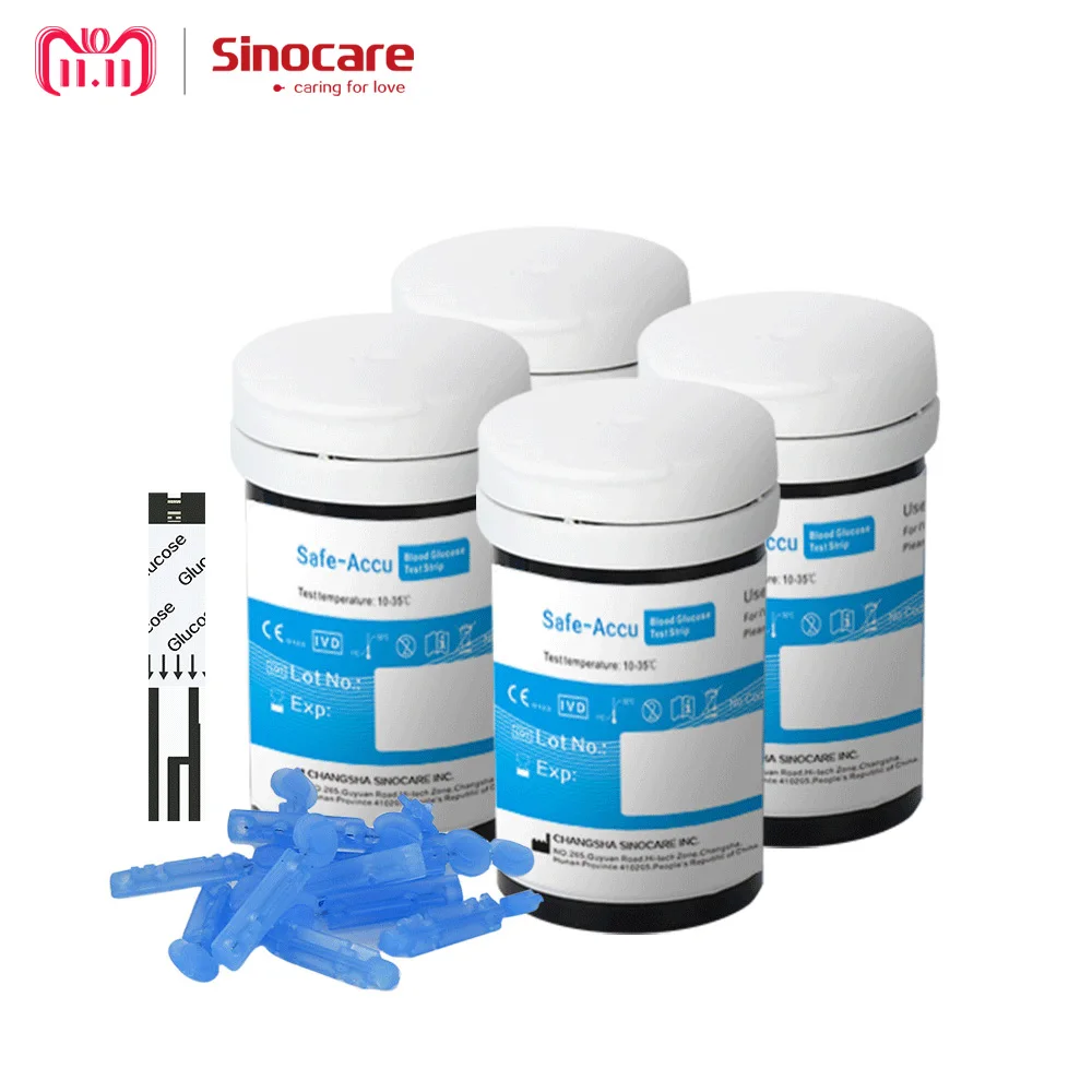 

(100pcs) Sinocare Safe-Accu Blood Glucose Test Strips and Lancets for Diabetes Tester