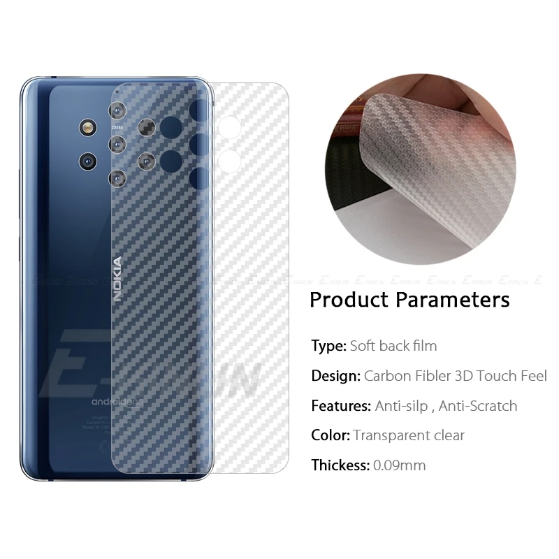 2 шт 3D углеродное волокно задняя крышка пленка для Nokia 8 1 6 5 3 2018 7 Plus Sirocco 9 PureView