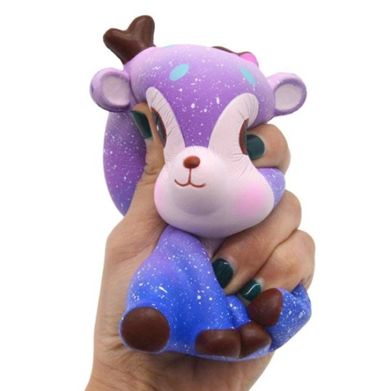 Jumbo Kawaii Colorful Galaxy Deer Squishy Slow Rising Squeeze Toys