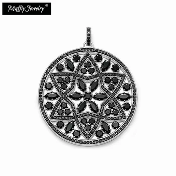 

Black Pave Ornament Pendant,Europe Style Muffiy Glam Good Jewelry For Women, Classic Gift In 925 Sterling Silver Fit Bracelet