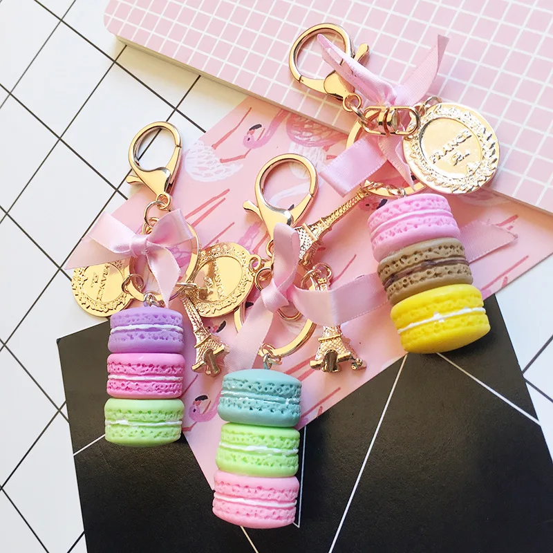 

Doreen Box Cute Macaron Cake Gold Color Lobster Clasp Keychain Keyring Bowknot Eiffel Tower Key Bags Pendant Women Jewelry 1 PC