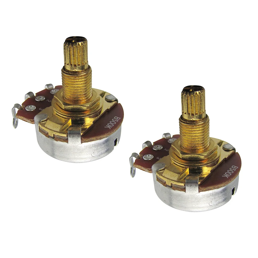 OriPure 2Pcs B500k Golden Potentiometers Long Split Shaft Full Size