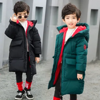 

warm winter long jackets boy winter coats 2018 green black fashion outwear