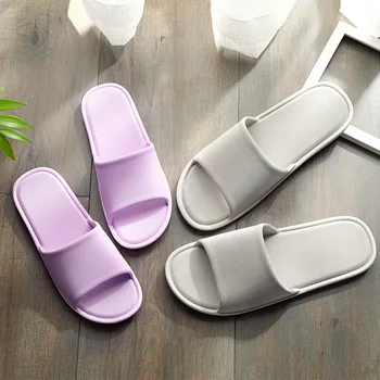 

Women Home Slippers 2019 Summer Shoes Woman Indoor Flat Slipper Non-slip Sole Unisex Bathroom Slippers Solid Color Female Slides